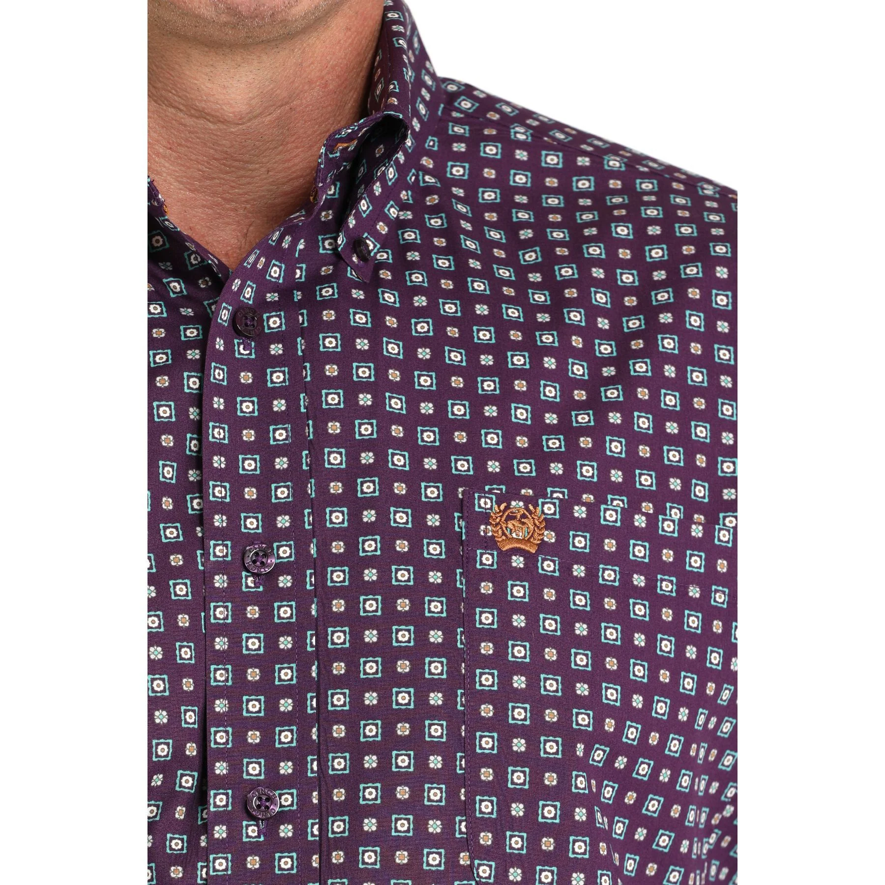 Men's Cinch Purple Geometric Print Long Sleeve Button Up MTW1105974 - Image 3
