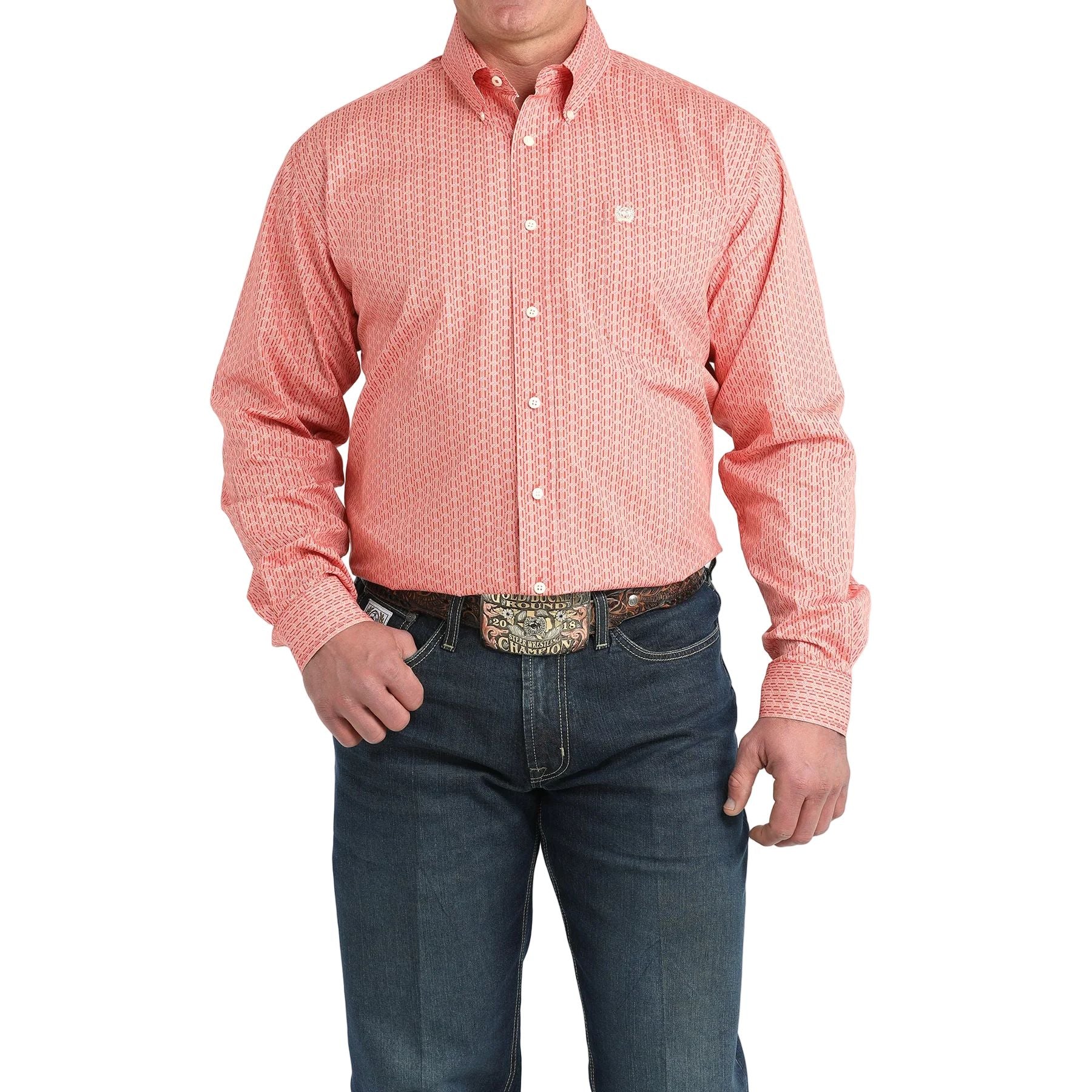 Men's Cinch Red Braid Long Sleeve Button Down Shirt MTW1106040 - Image 4