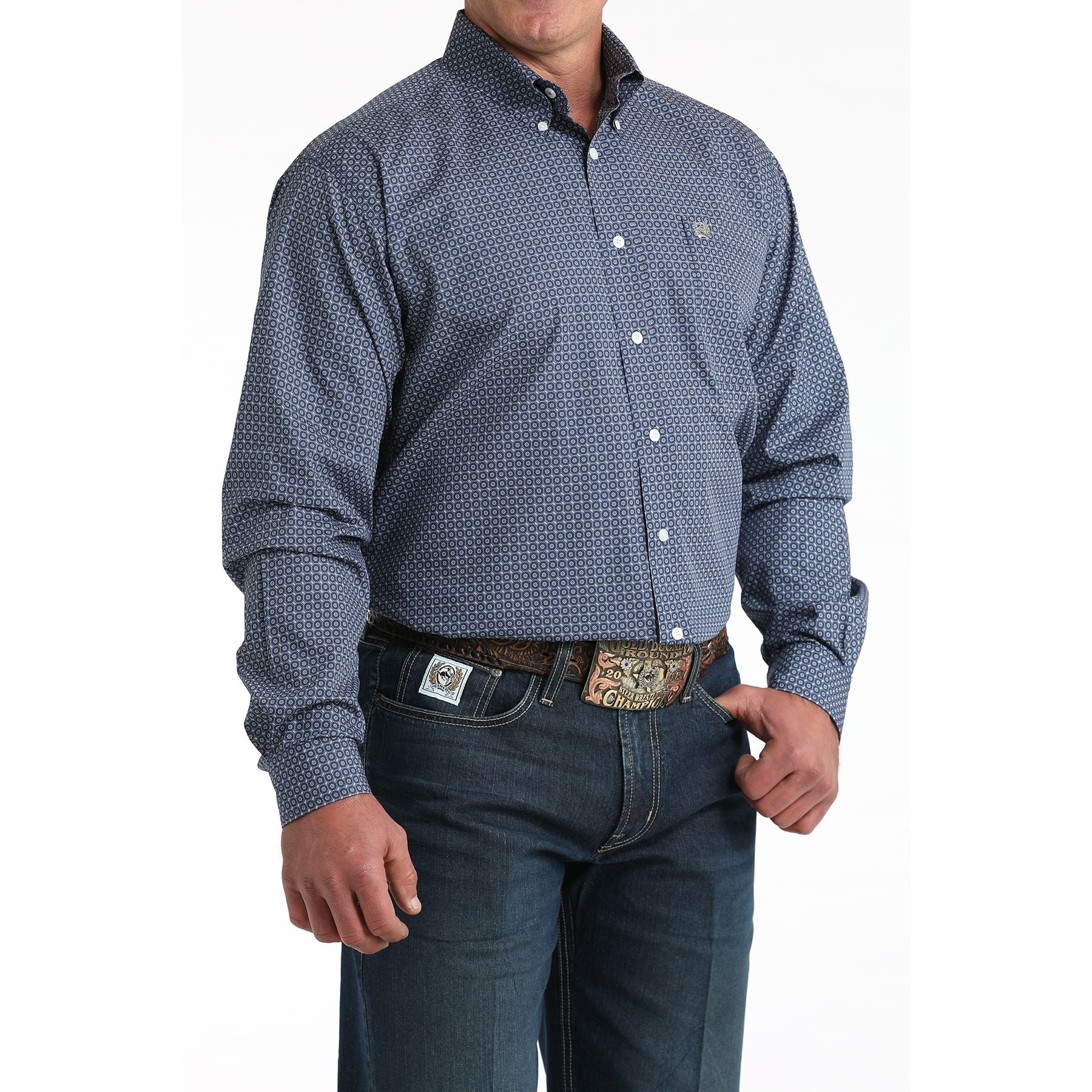 Men's Cinch Royal Printed Long Sleeve Shirt MTW1106012 - Image 2