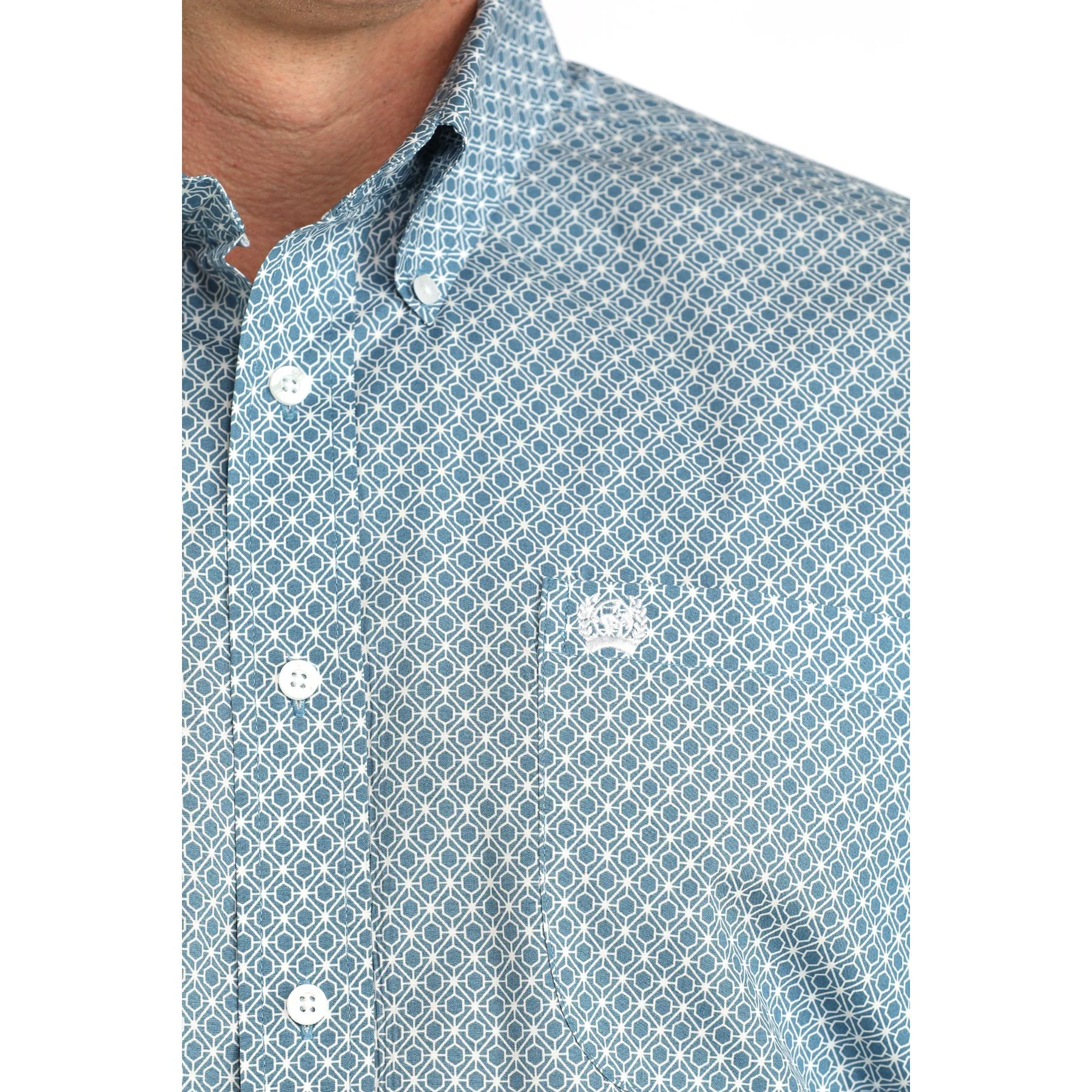 Men's Cinch Short Sleeve Blue Button Up Shirt MTW1111501 - Image 3