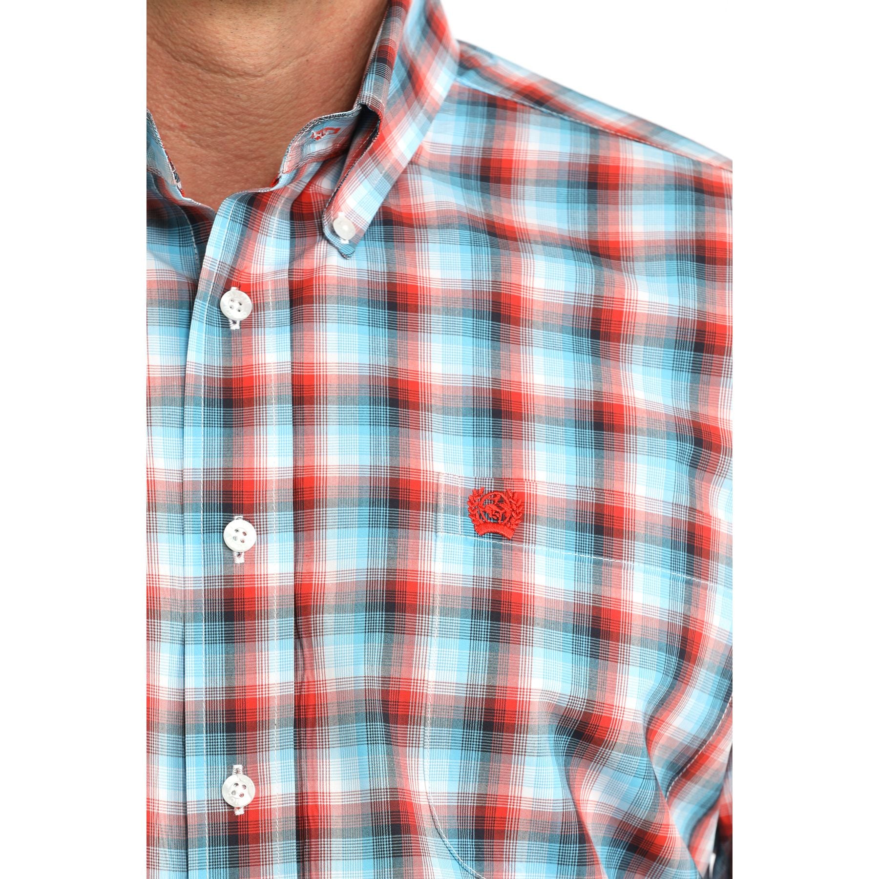 Men's Cinch Short Sleeve Plaid Button Down Shirt MTW1111521 - Image 3