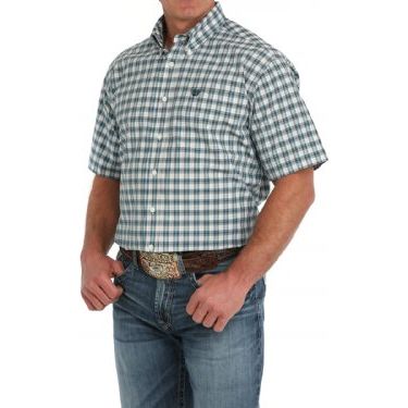 Men's Cinch Short Sleeve Plaid Button-Down Western Shirt MTW1111477 - Image 3