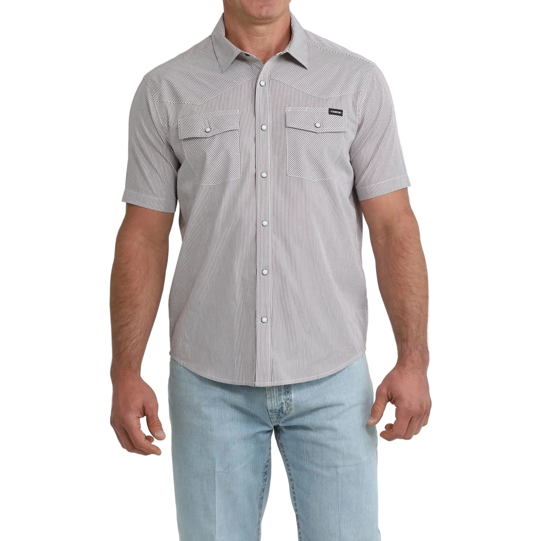 Men's Cinch Short Sleeve Striped Snap Shirt MTW1402014 - Image 4