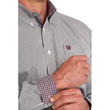 Men's Cinch Striped Button-Down Shirt- Multi Color MTW1105917 - Image 3