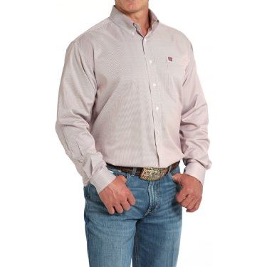 Men's Cinch Striped Button-Down Shirt- Pink MTW1105924 - Image 2