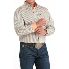 Men's Cinch Tencel Cream Stripe Print Shirt MTW1105963 - Image 4