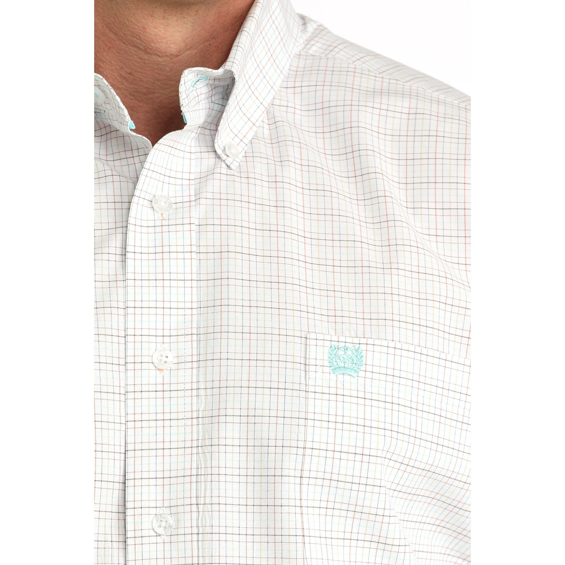 Men's Cinch White Plaid Long Sleeve Button Down Shirt MTW1106056 - Image 3