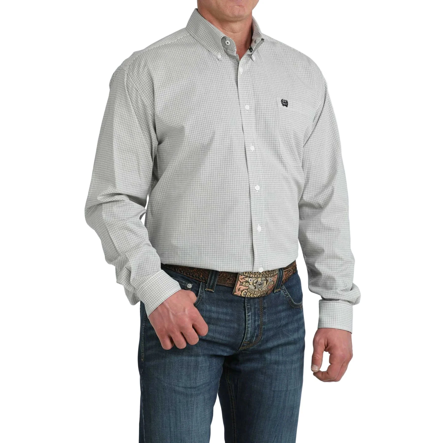 Men's Cinch White Printed Long Sleeve Button Up Shirt MTW1106081 - Image 2