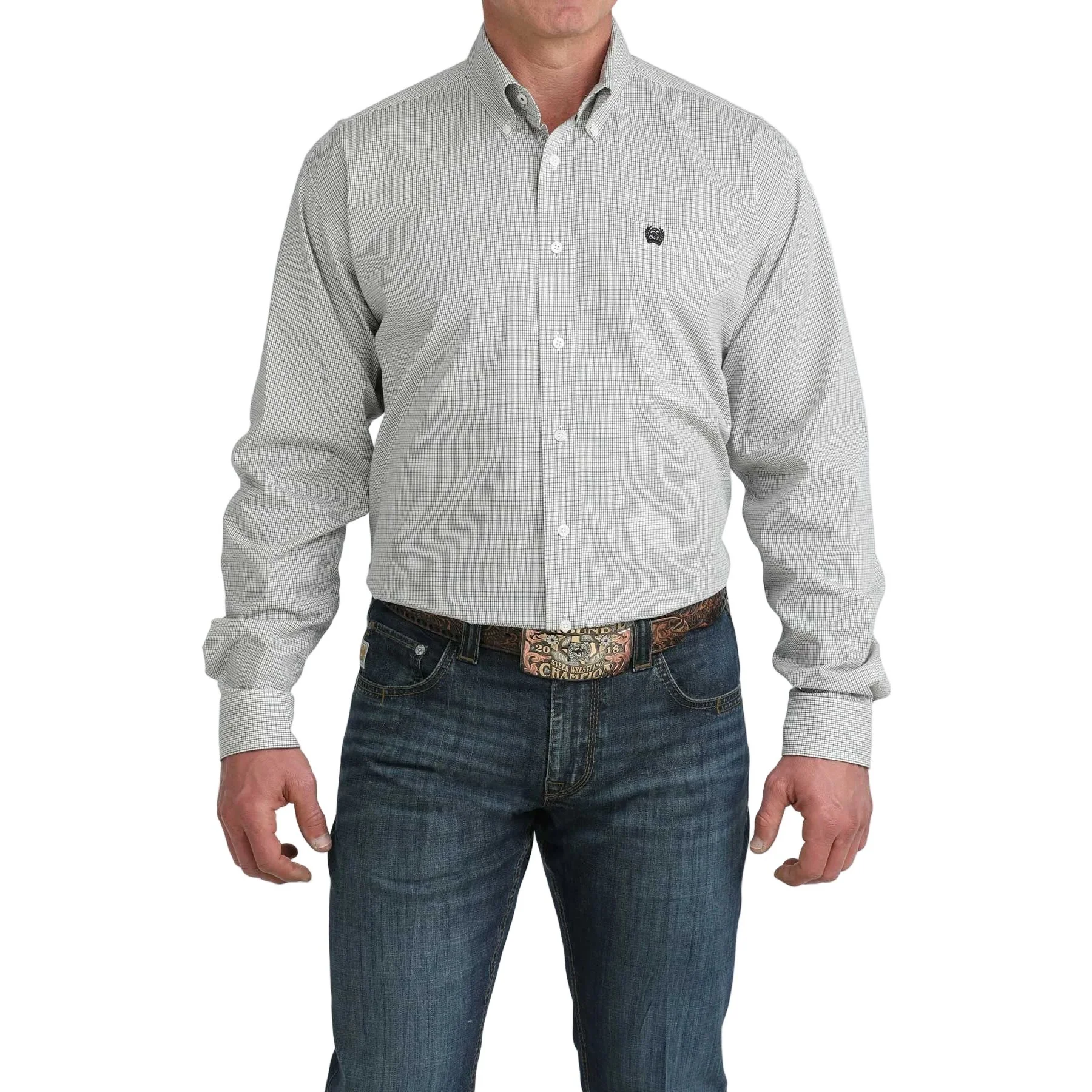 Men's Cinch White Printed Long Sleeve Button Up Shirt MTW1106081 - Image 4