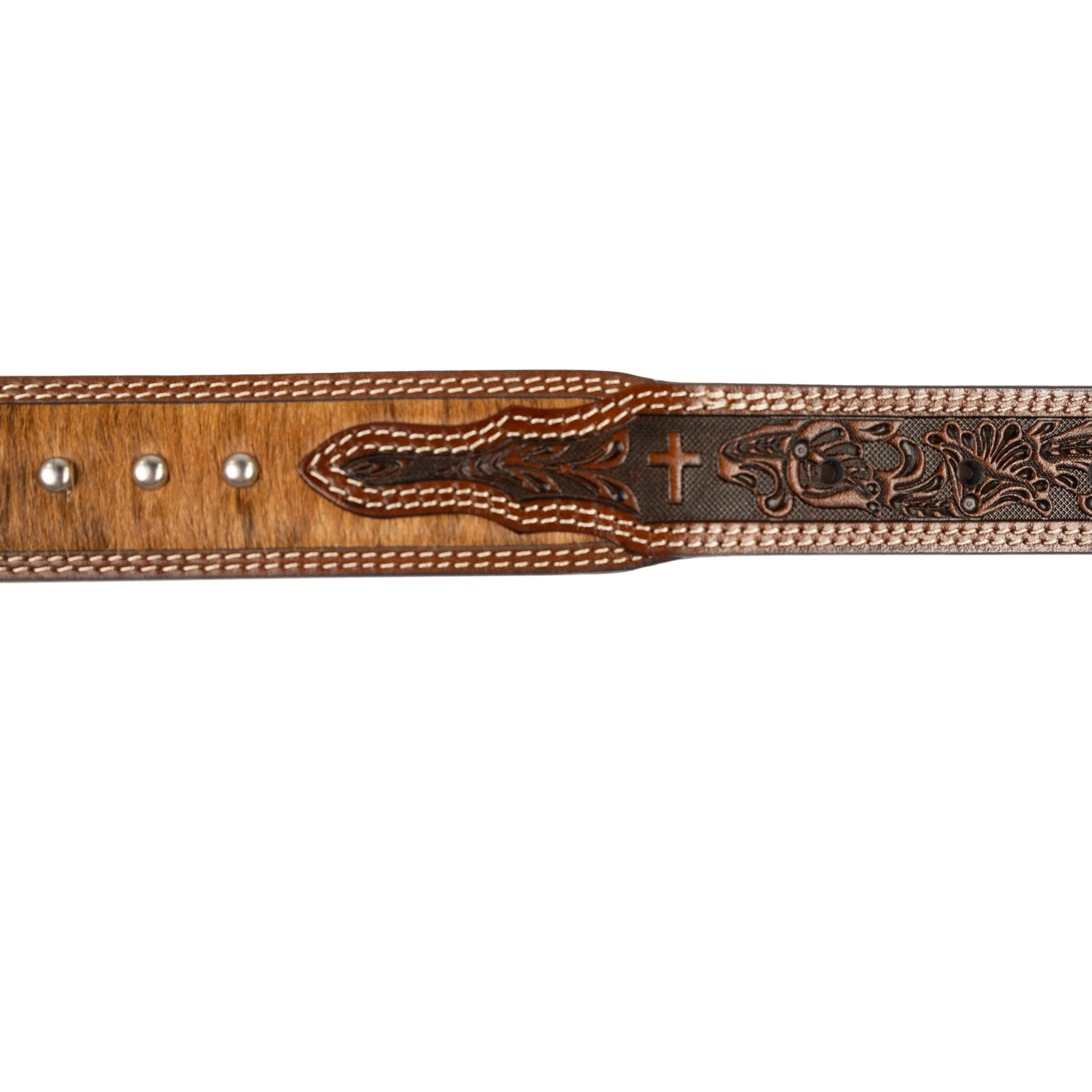 Men's Cowboy Chrome Brown Belt with Cowhide 2735 - Image 3