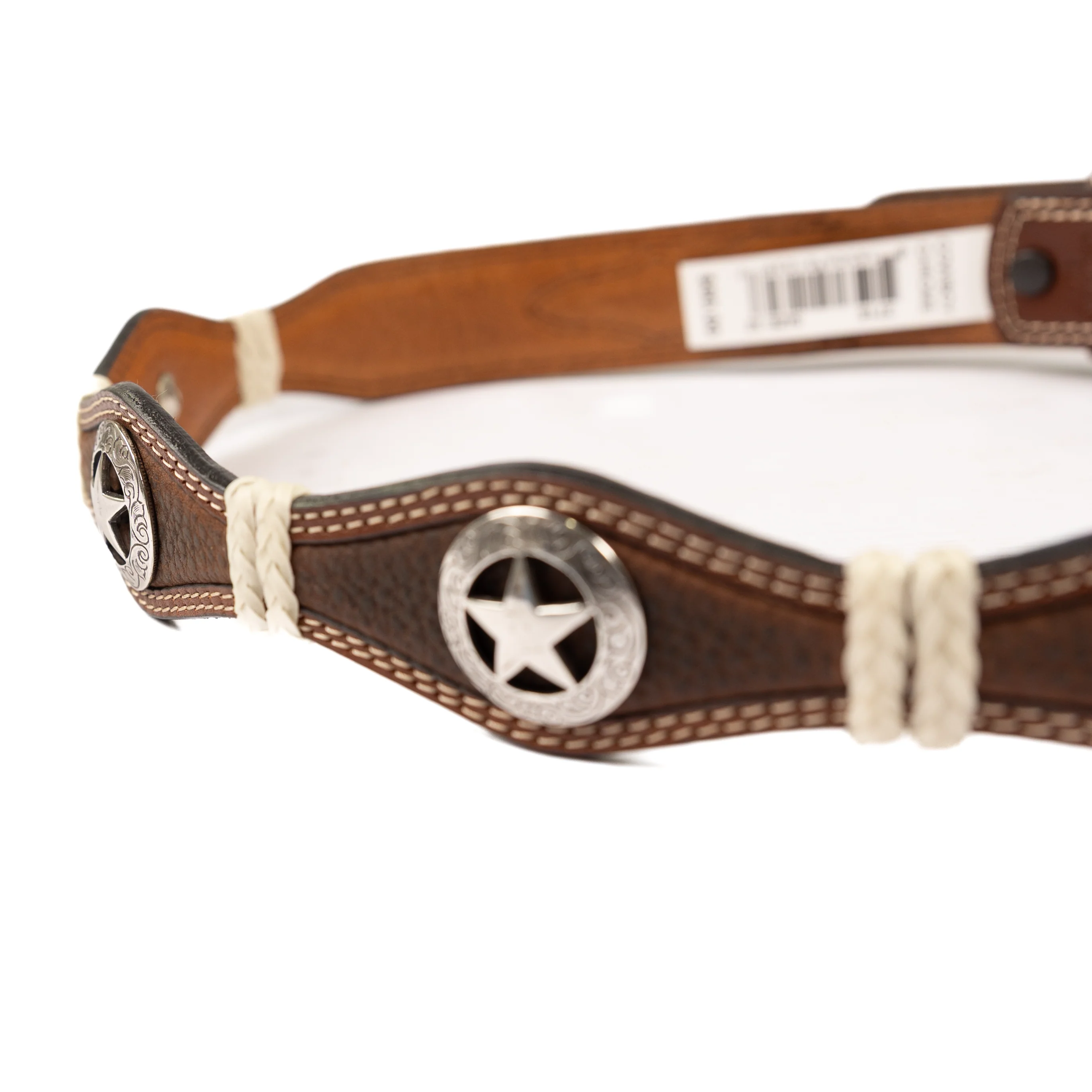 Men's Cowboy Chrome Brown Scalloped Belt with Star Conchos 2715 - Image 2