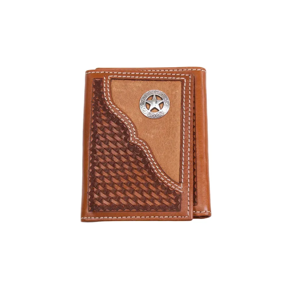 Men's Cowboy Chrome Western Star Concho Accent Trifold W378