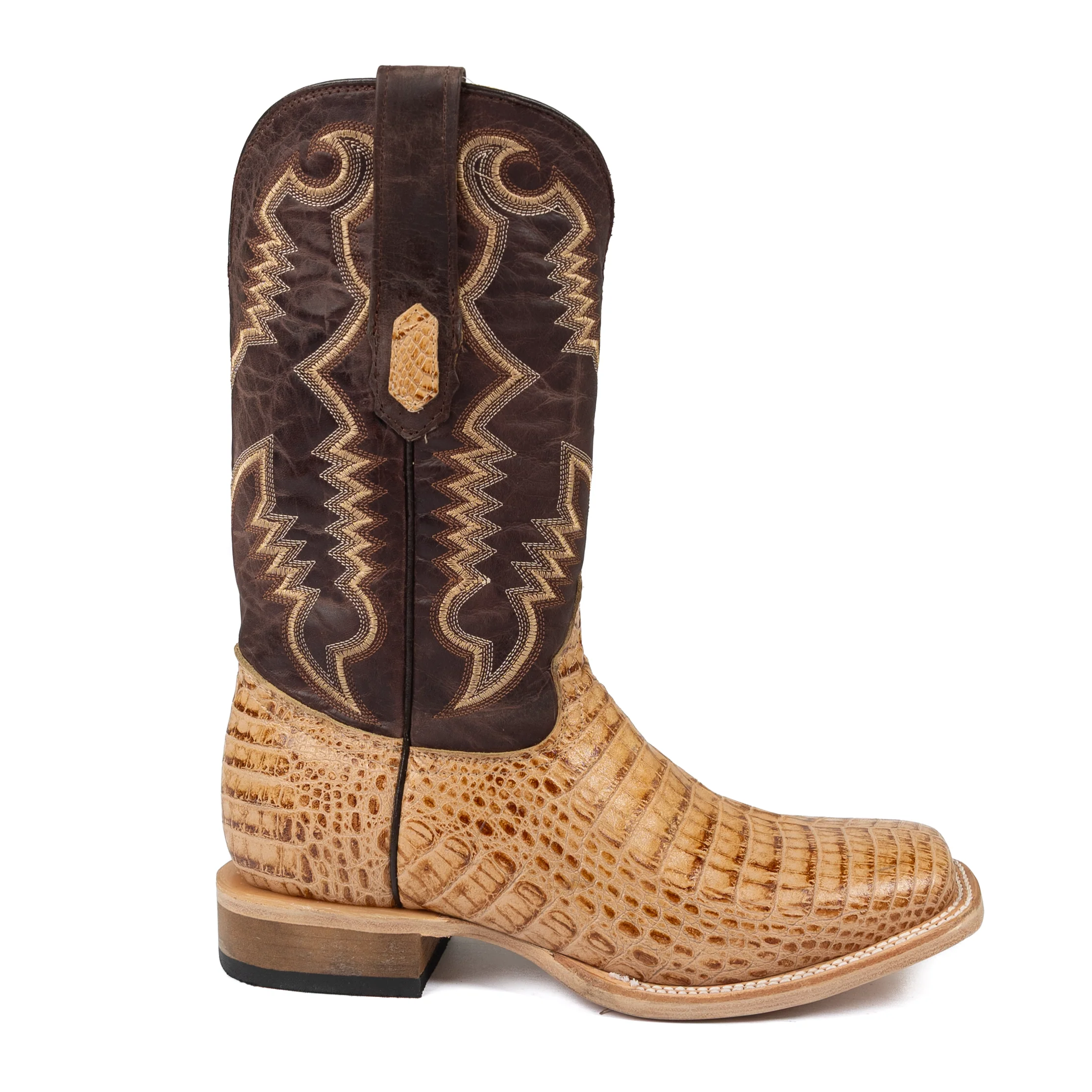 Men's Cowtown Oryx Caiman Belly Print Square Toe Western Boots Q6153 - Image 3