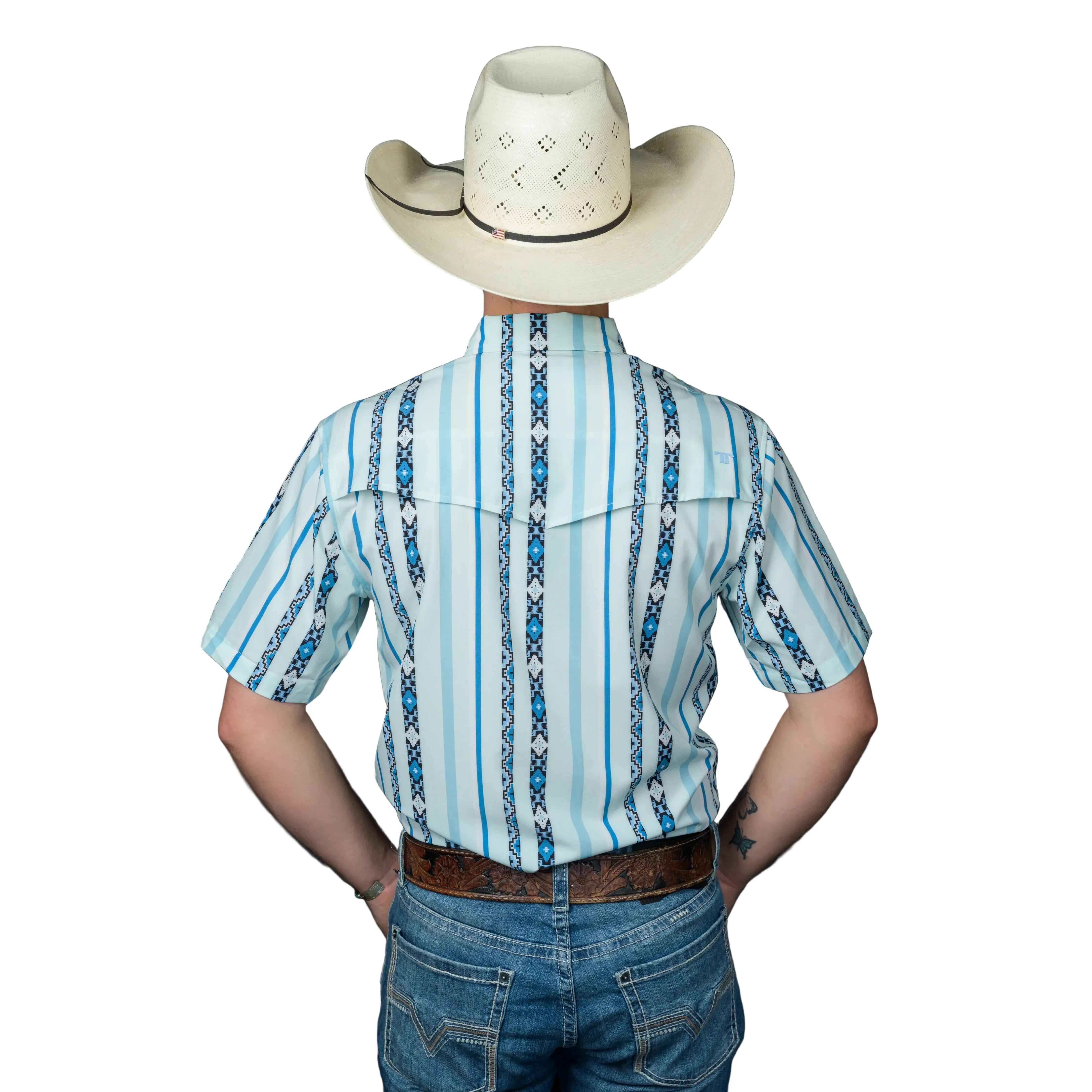 Men's Ferrell Short Sleeve "The Post" In Blue Snap Shirt FPS1026032 - Image 4