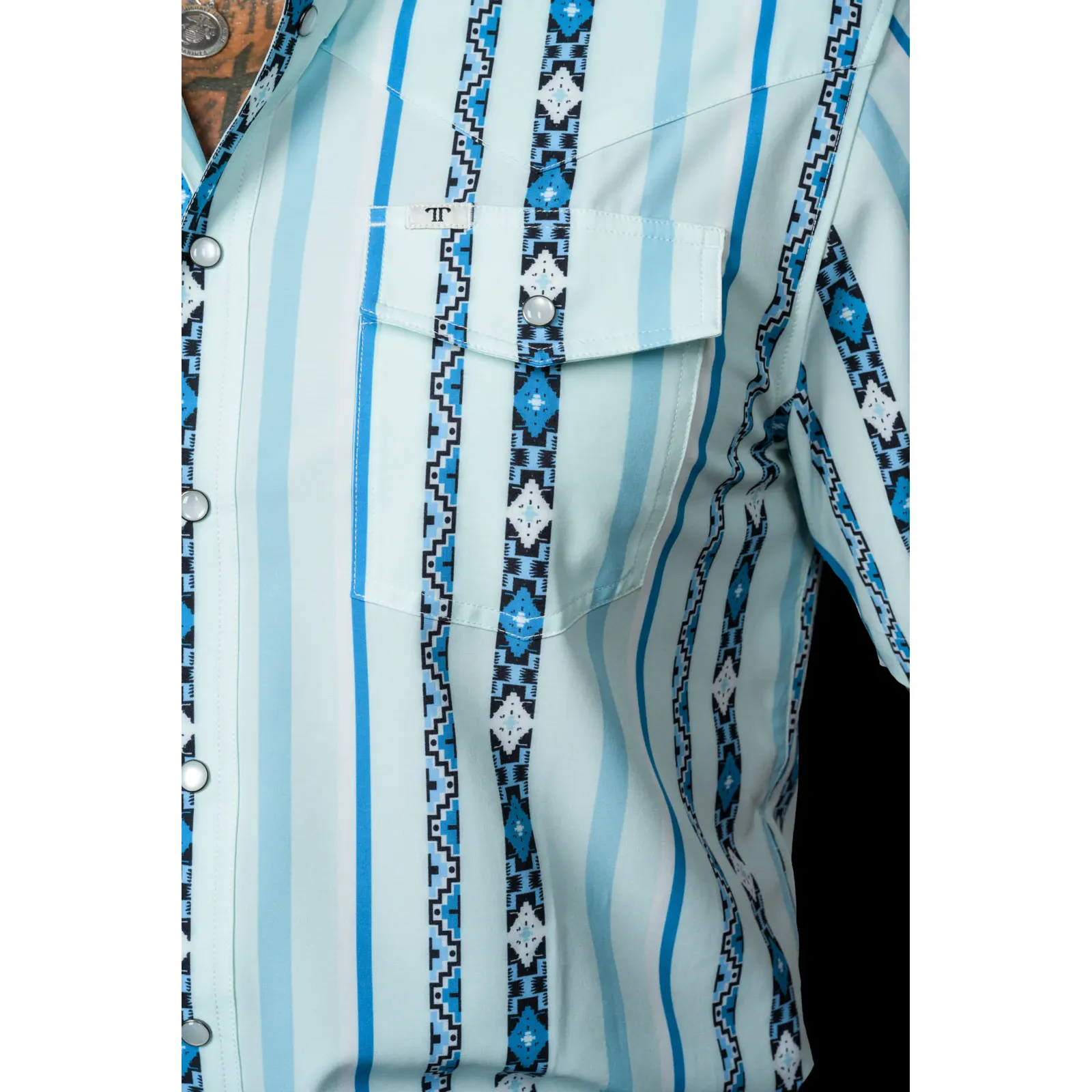 Men's Ferrell Short Sleeve "The Post" In Blue Snap Shirt FPS1026032 - Image 5