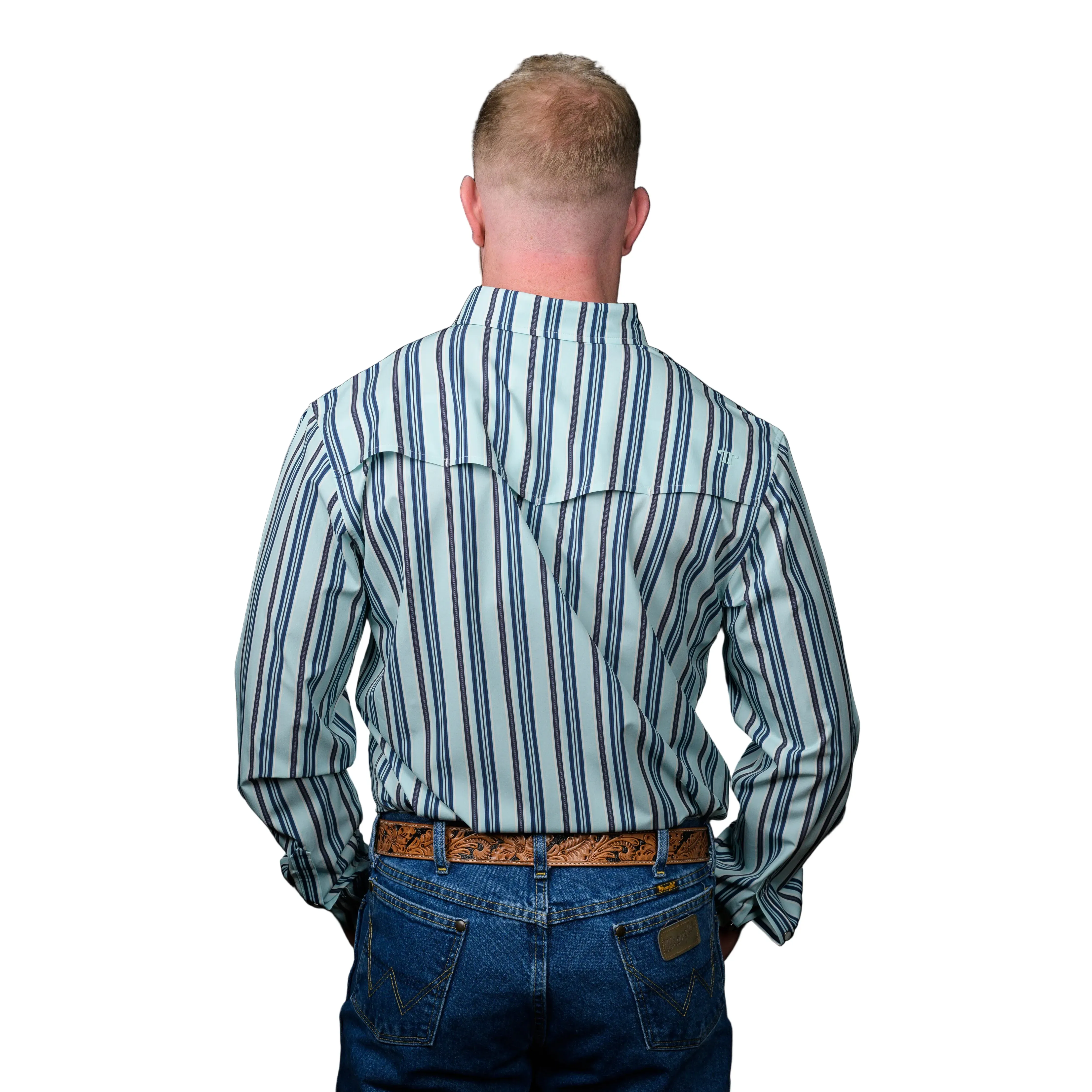 Men's Ferrell "The Jackson" in Blue Long Sleeve Snap Shirt FPL1002587 - Image 2