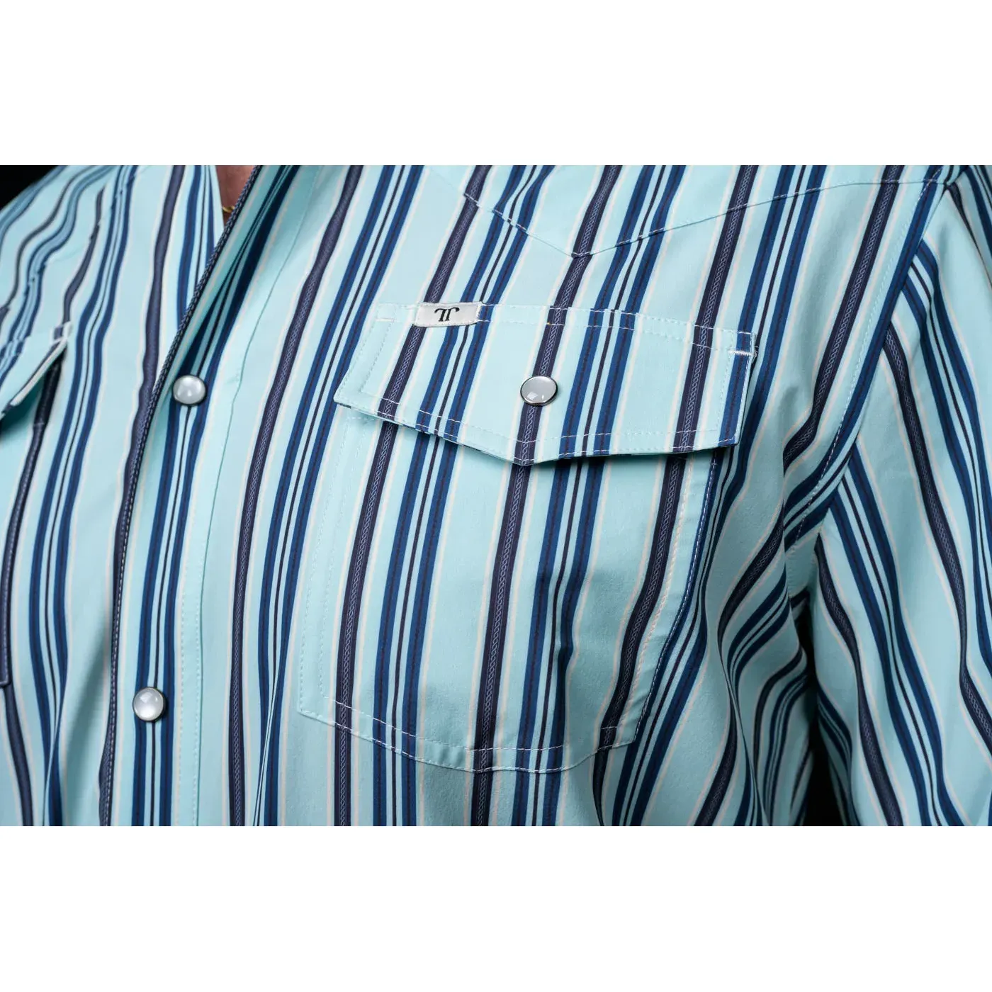 Men's Ferrell "The Jackson" in Blue Long Sleeve Snap Shirt FPL1002587 - Image 4