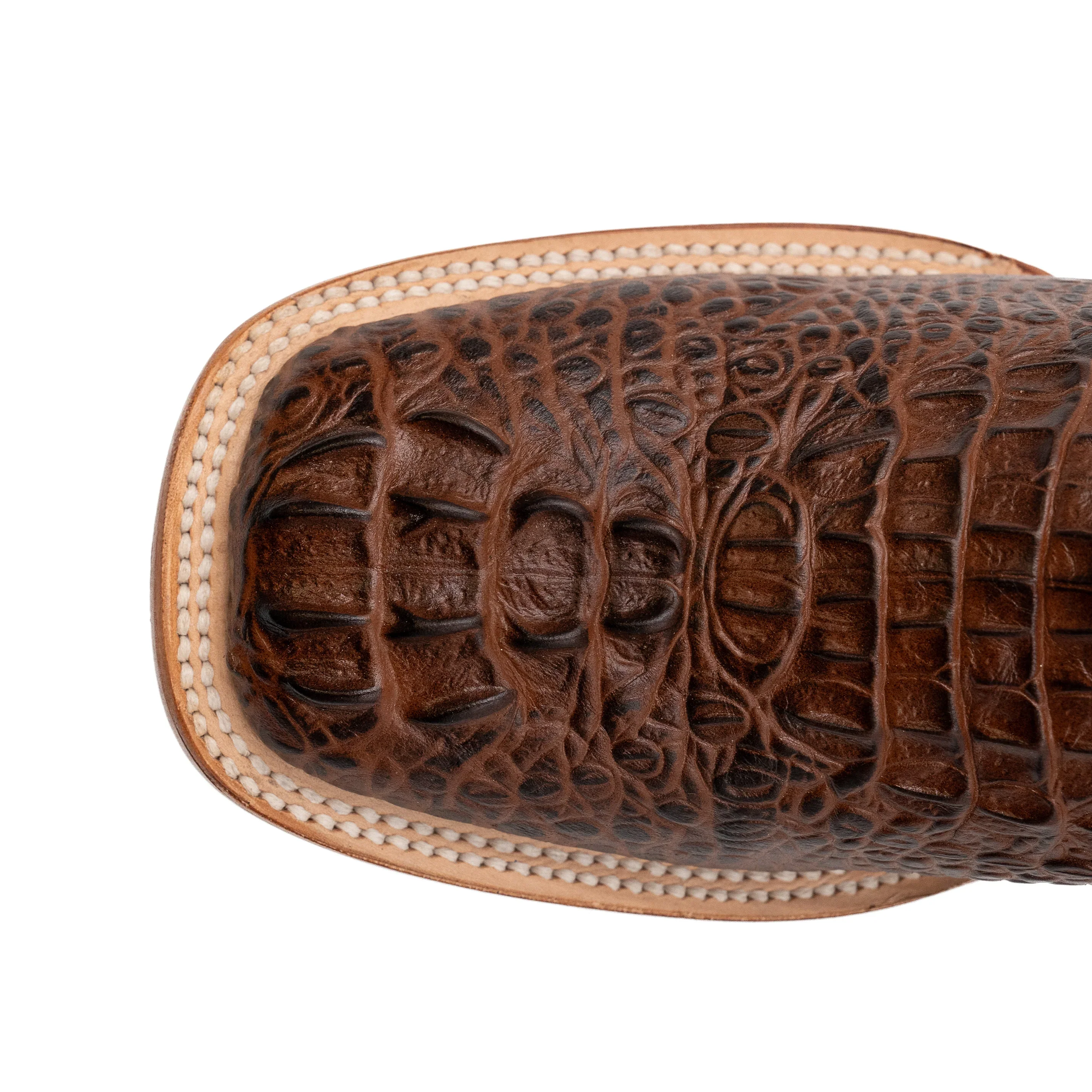 Men's Ferrini Brown Caiman Print Square Toe Boots 4039323 - Image 5