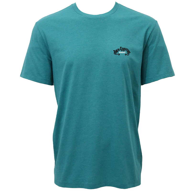 Men's Hooey Bad Company T-shirt Teal with Black and White Skull Logo HT1835TL - Image 2