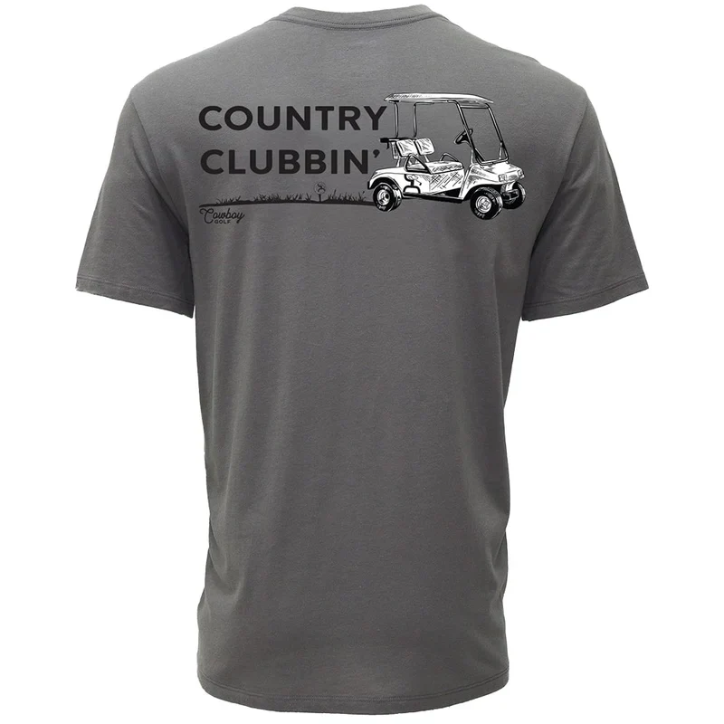 Men's Hooey "Easy Ridin" Grey Cowboy Golf T-shirt HT1798GY