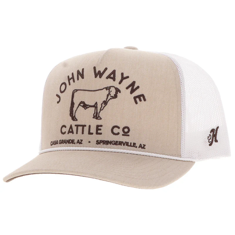 Men's Hooey "John Wayne" Tan and White Hat with Stitching 2566T-TNWH