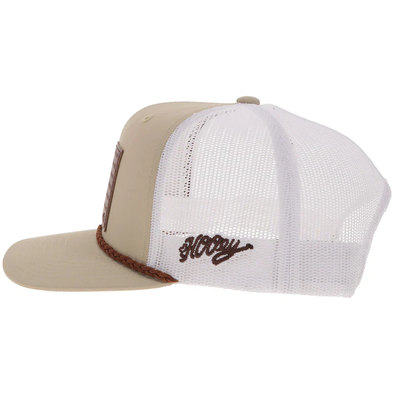 Men's Hooey Tan and White "Liberty Roper" with Leather Patch Cap 2610T-TNWH - Image 3