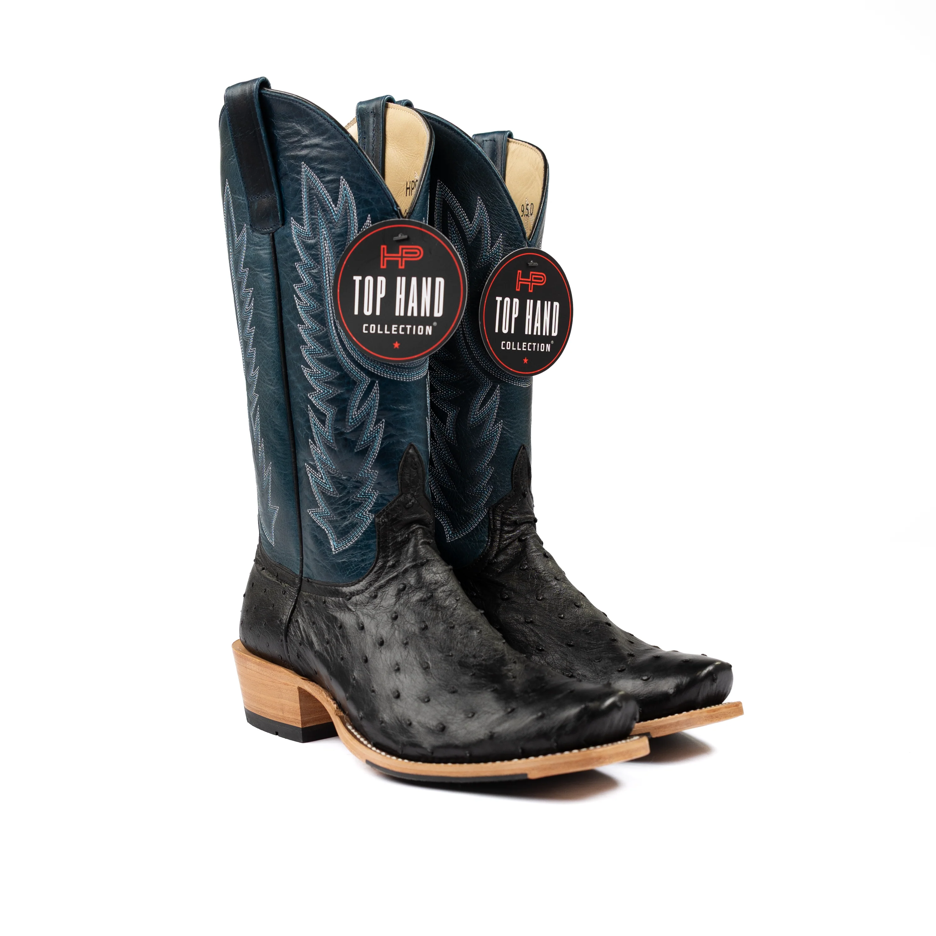 Men's Horse Power Top Hand Black Full Quill Ostrich Cutter Toe Boots HP9533 - Image 2