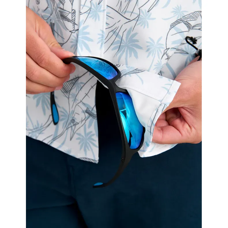 Men's Huk Blue Shadow Palm Slam KC Kona Button-Down H1500192-418 - Image 4