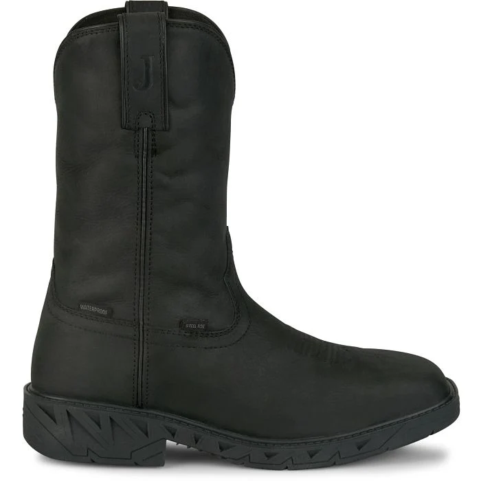 Men's Justin Waterproof Black Square Steel Toe Boots PD4065 - Image 3
