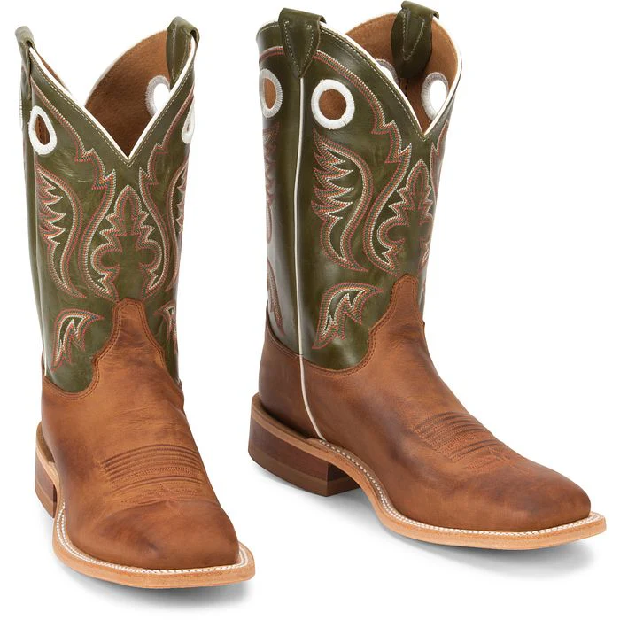 Men's Justin Austin Tan Square Toe Boots BR307 - Image 2