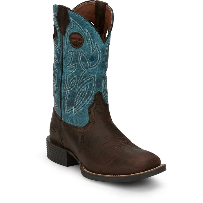 Men's Justin Bowline Dark Brown Square Toe Boots SE7524
