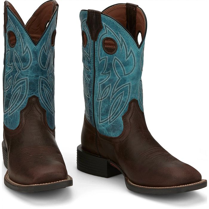 Men's Justin Bowline Dark Brown Square Toe Boots SE7524 - Image 2