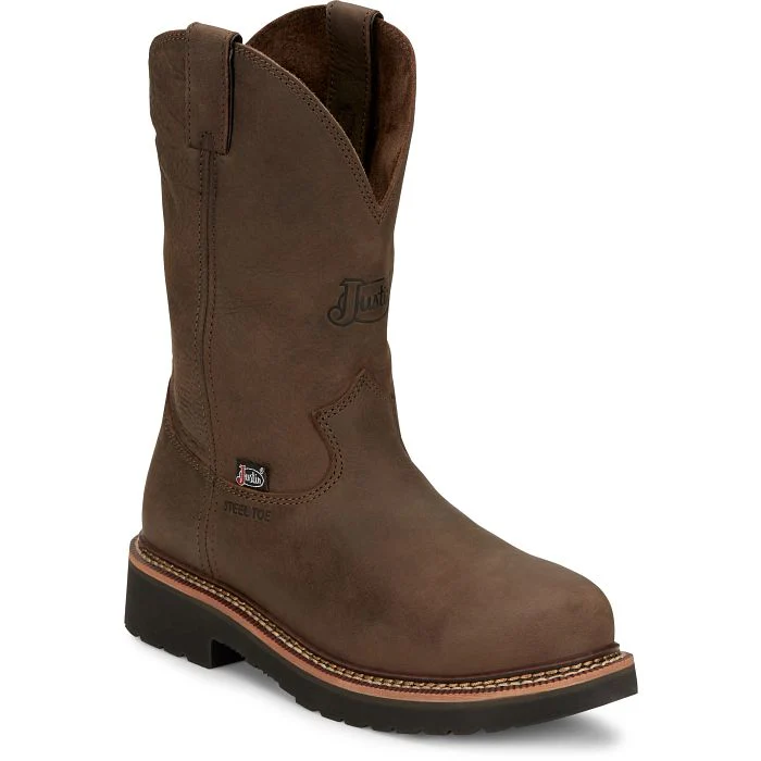 Men's Justin Carbide Brown Round Steel Toe Boots OW4441