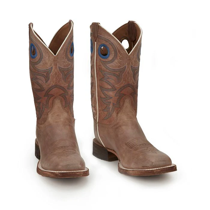 Men's Justin Drennan Tan Square Toe Boots BR744 - Image 2