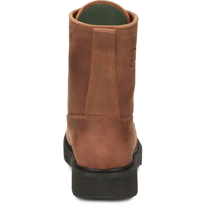 Men's Justin Livestock Aged Brown Steel Toe Lace-Up Boots OW764 - Image 5