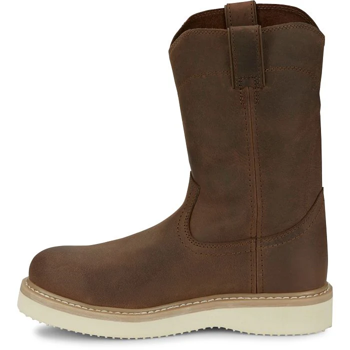 Men's Justin Ram Brown Round Steel Toe Boots OW4711 - Image 8