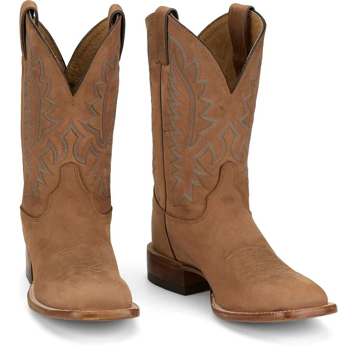 Men's Justin Rancho Tan Square Toe Boots BR392 - Image 2