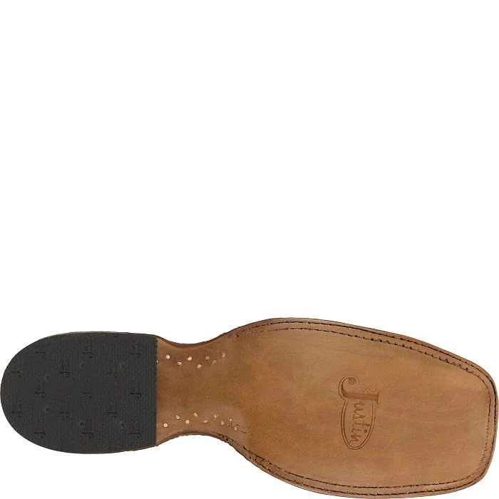 Men's Justin Rancho Tan Square Toe Boots BR392 - Image 6