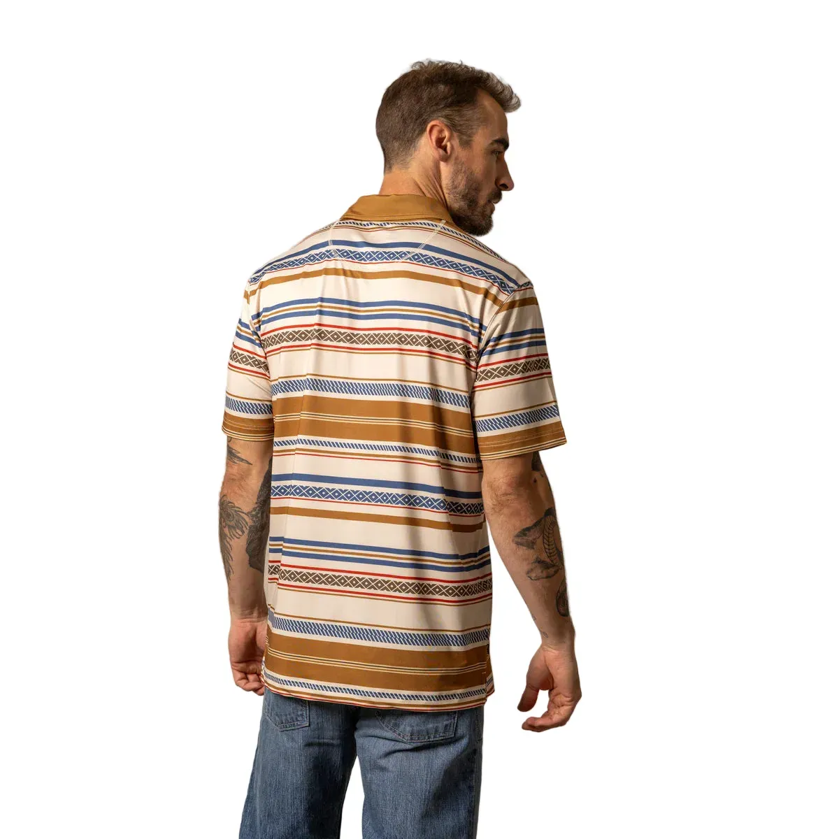 Men's Kimes Ranch Tan Mackin Stripe Polo - Image 3