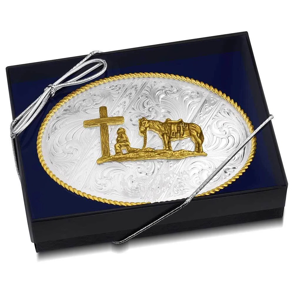 Men's Montana Silversmith Striking Engraved Buckle with Christian Cowboy 6186-731 - Image 3