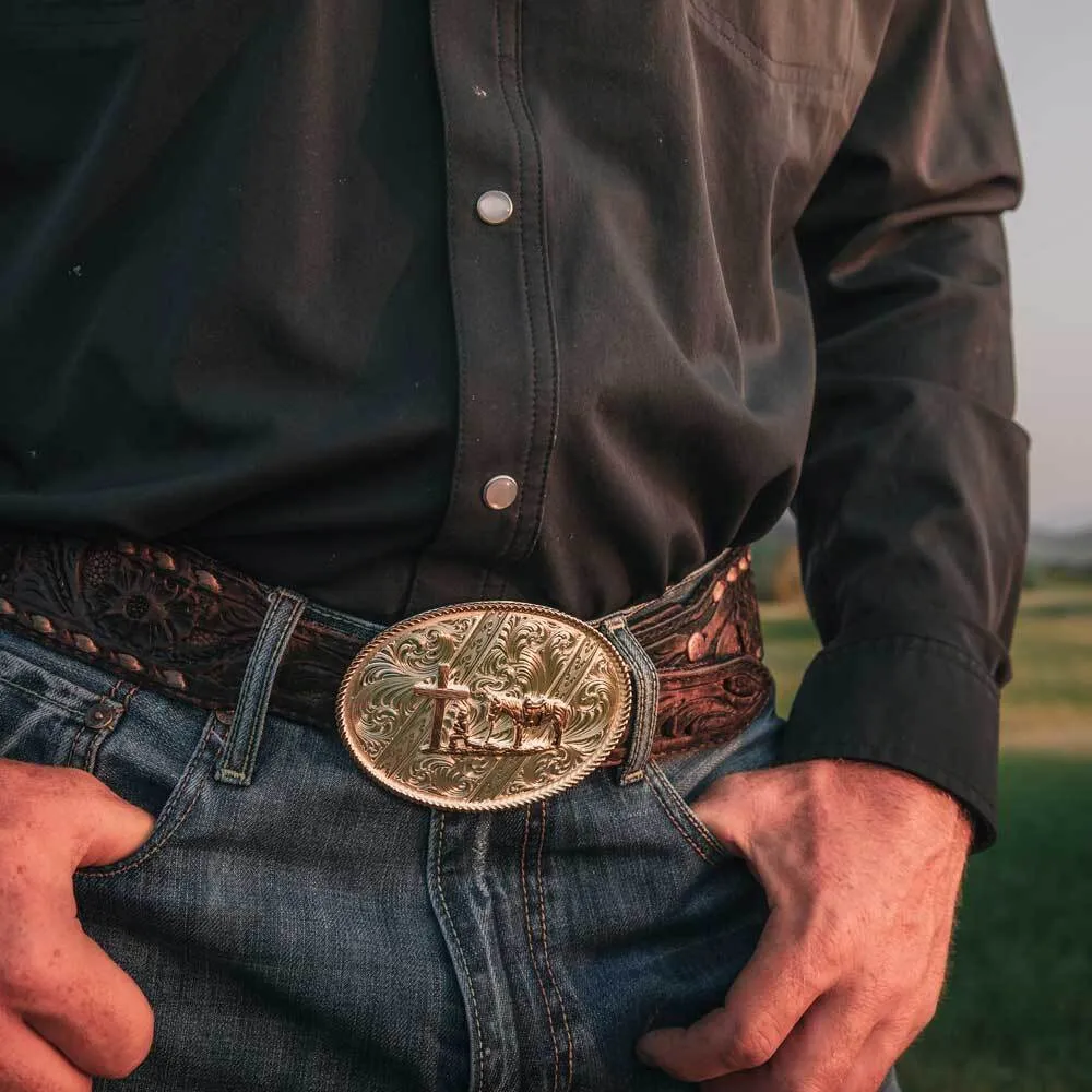 Men's Montana Silversmith Striking Engraved Buckle with Christian Cowboy 6186-731 - Image 4