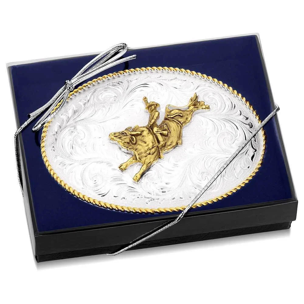 Men's Montana Silversmiths Classic Western Two-Tone Buckle With Bull Rider 1255-528 - Image 3