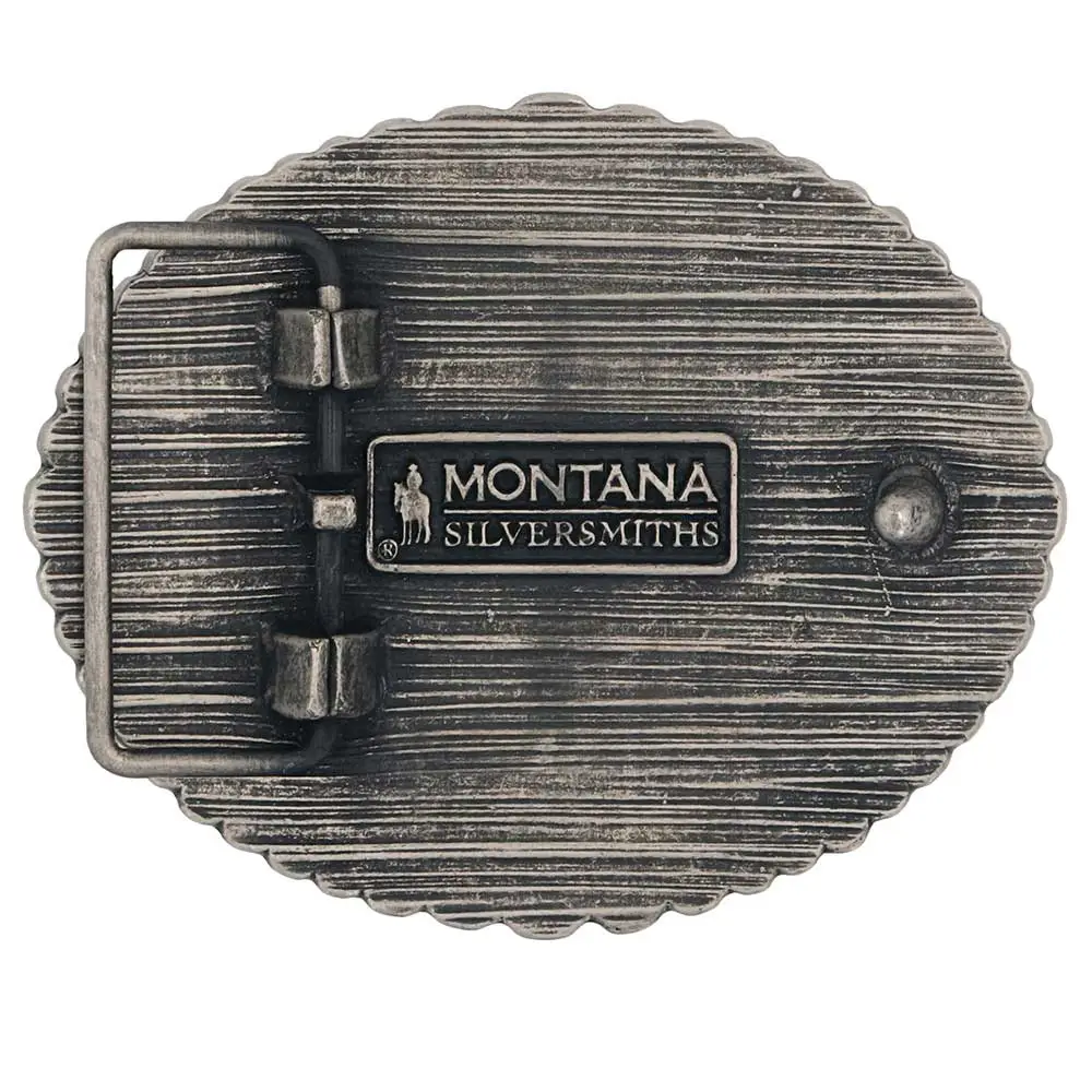 Men's Montana Silversmiths Rustic Barbed Wire Longhorn Buckle A972S - Image 2