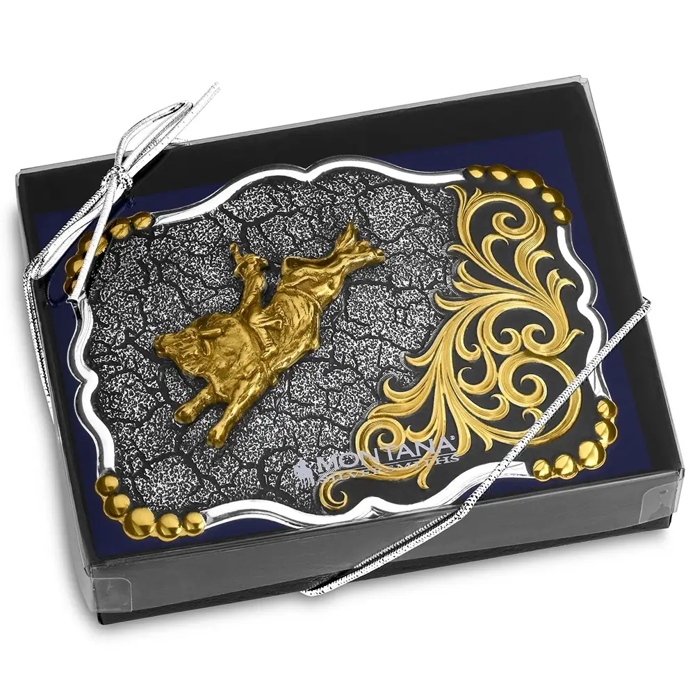 Men's Montana Silversmiths Shadow Mesa Cracked Earth Buckle with Bull Rider 58510-528 - Image 3