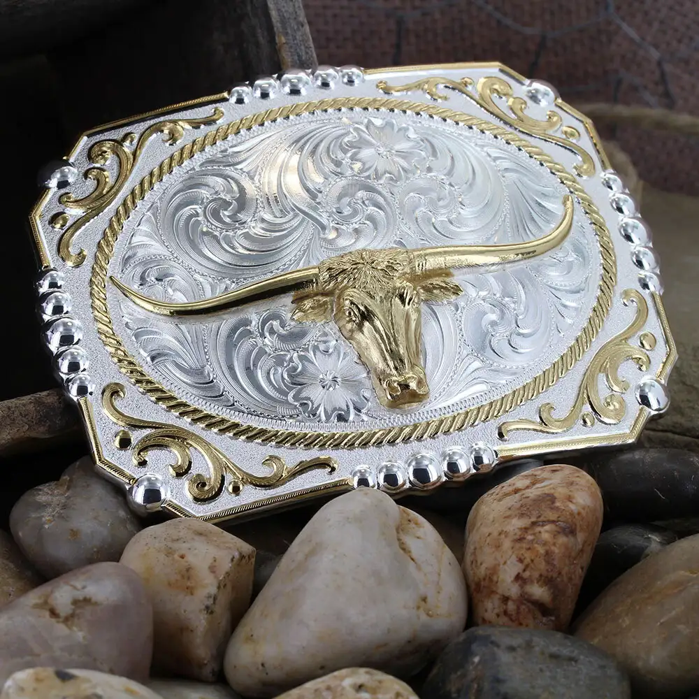 Men's Montana Silversmiths Two-Tone Cowboy Cameo Buckle With Longhorn 25815-767 - Image 3