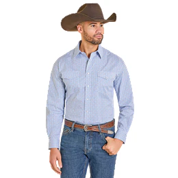 Men's Panhandle Blue Long Sleeve 2 Pocket Snap Shirt SMN2S07607
