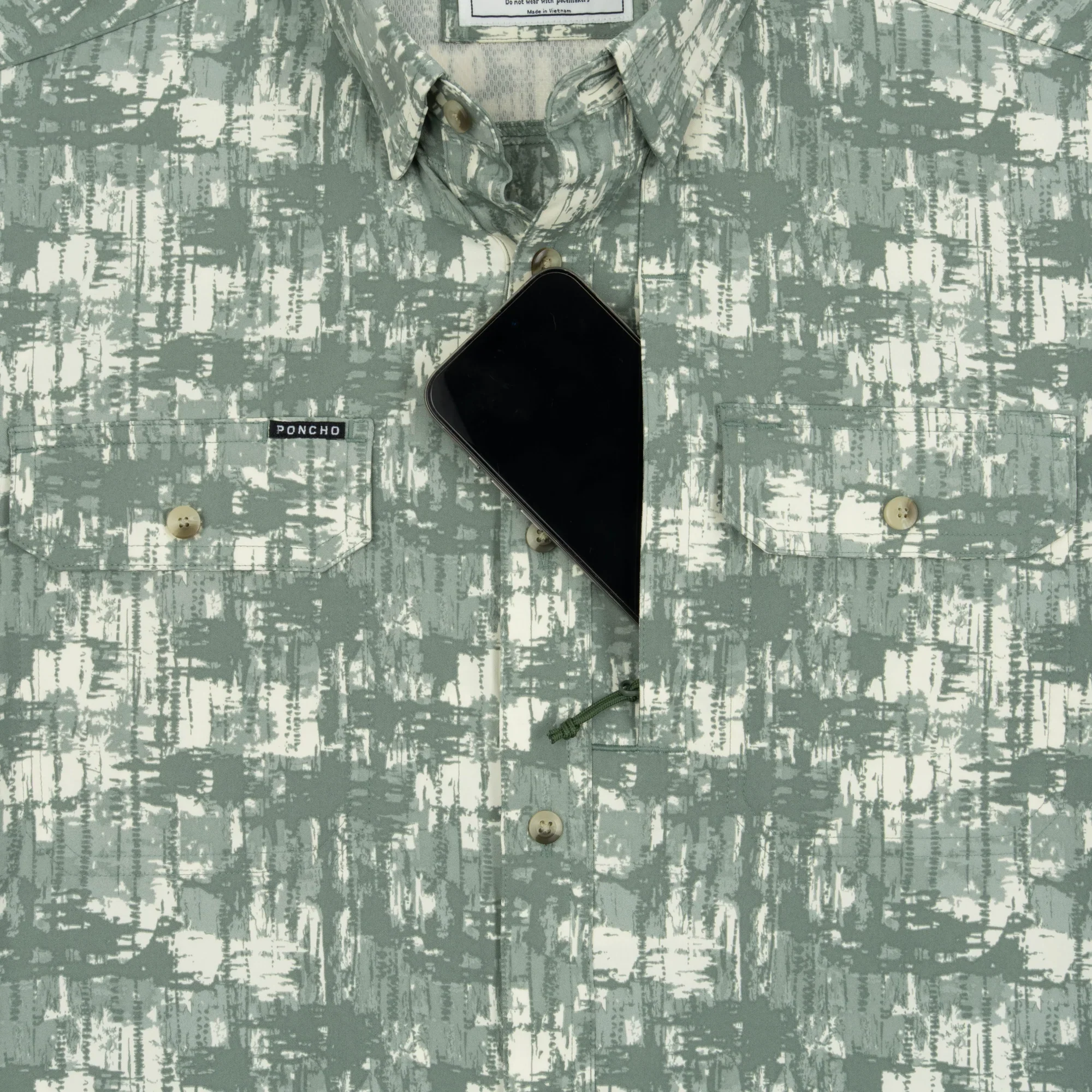 Men's Poncho "The Chicken On A Hook"  Short Sleeve Regular and Slim Fit Button Up Shirt - Image 5