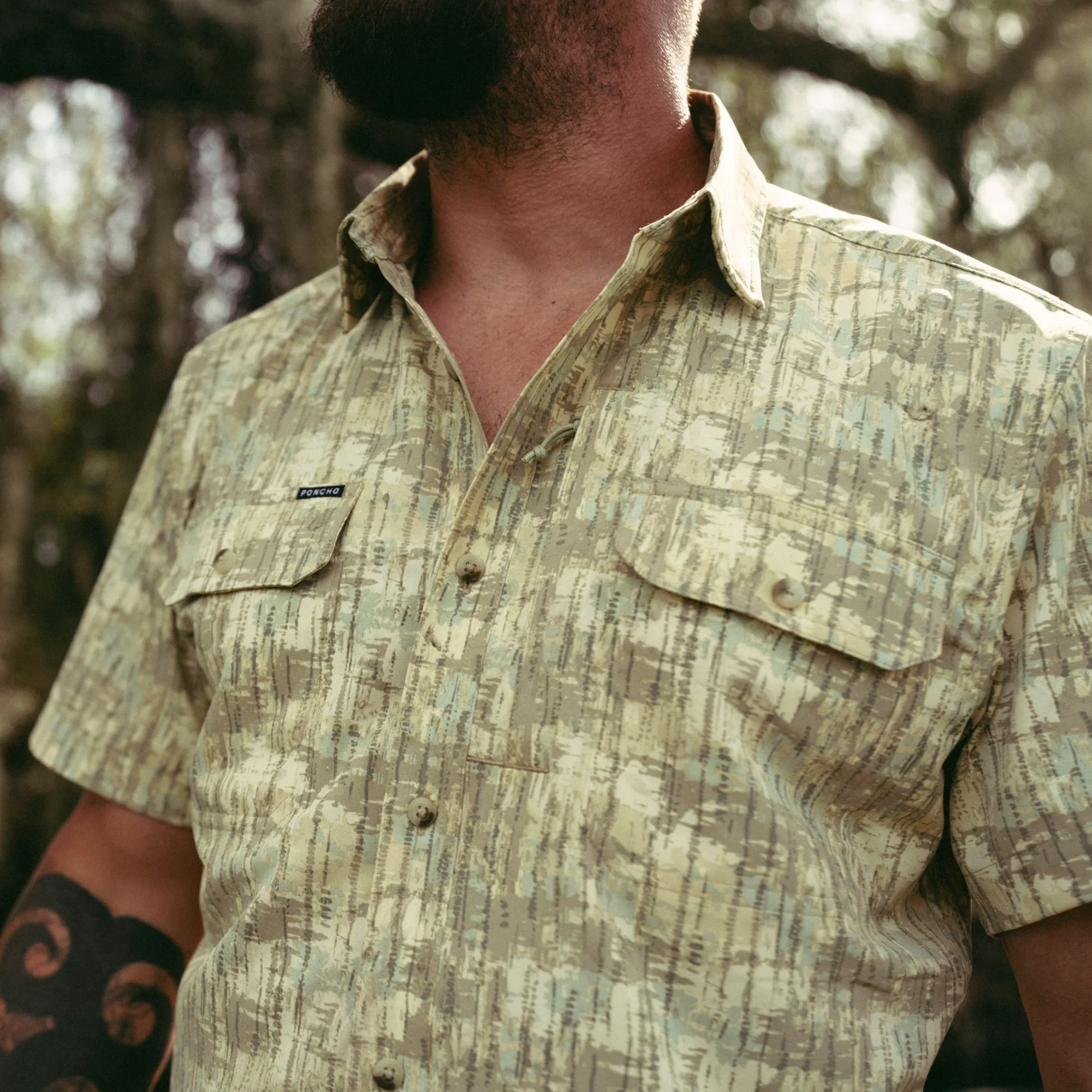 Men's Poncho "The Swamp Donkey" Short Sleeve Regular and Slim Fit Button Up Shirt - Image 4