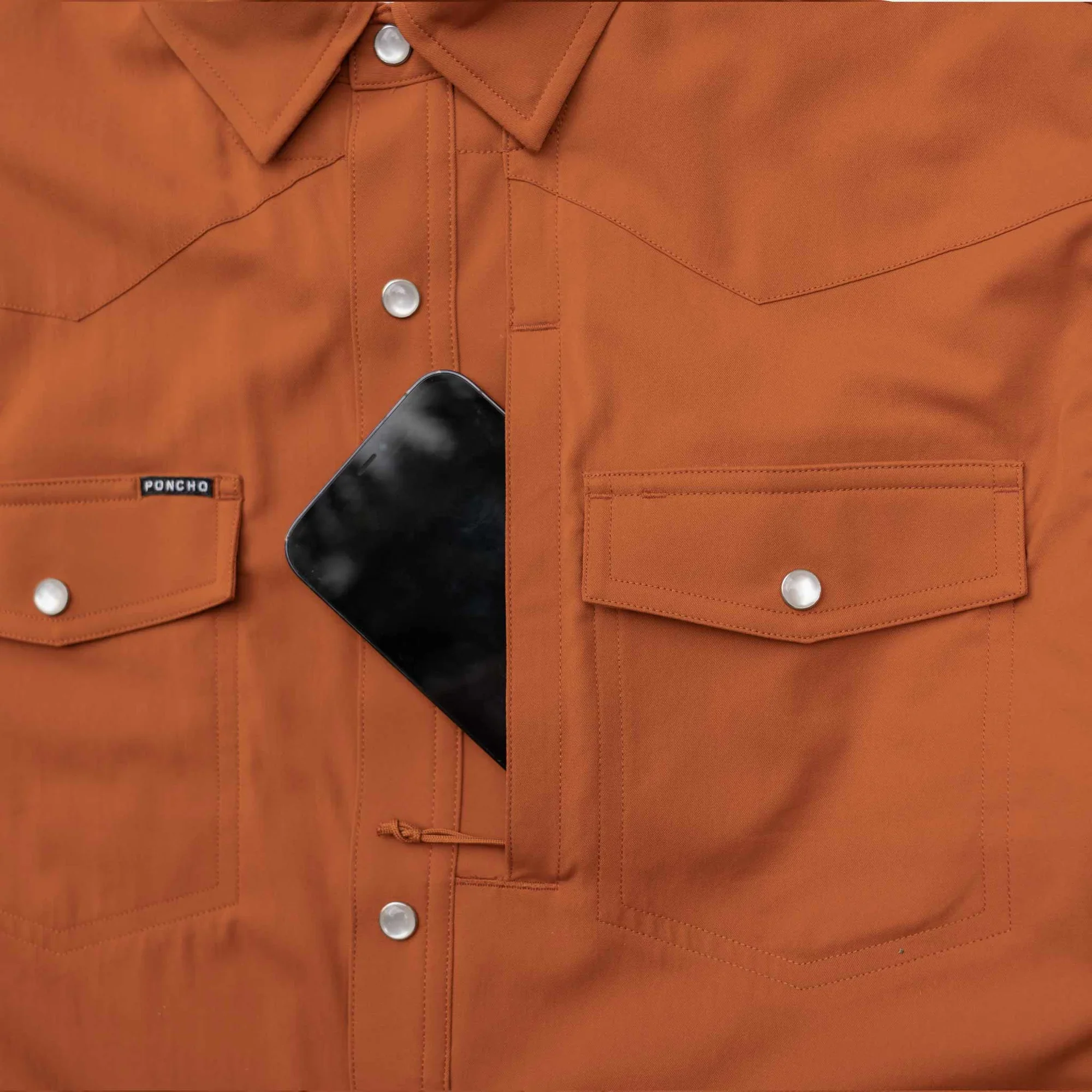 Men's Poncho "The 1969" Short Sleeve Slim Fit Pearl Snap Shirt - Image 5