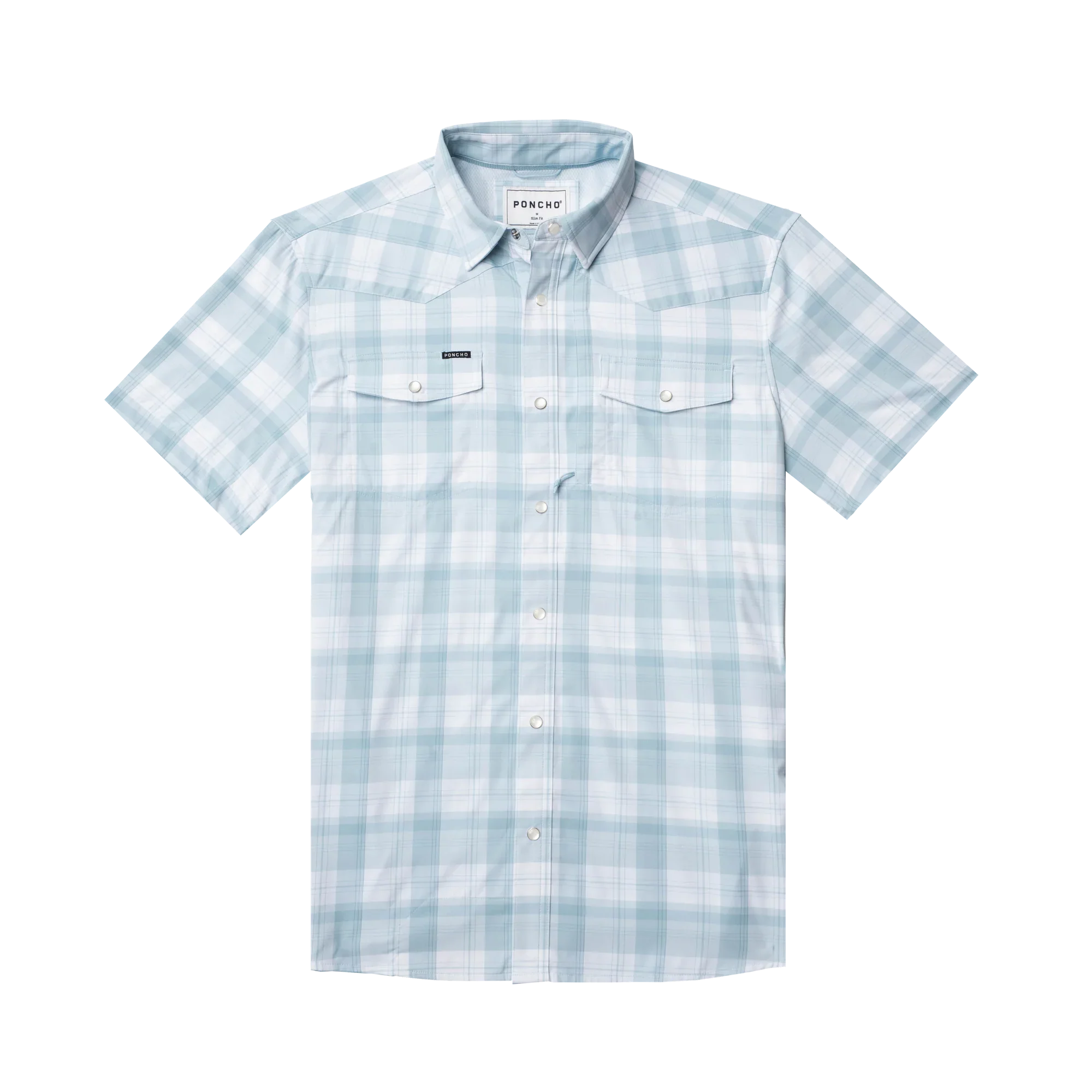 Men's Poncho "The Big Sky" Short Sleeve Regular and Slim Fit Plaid Snap Shirt